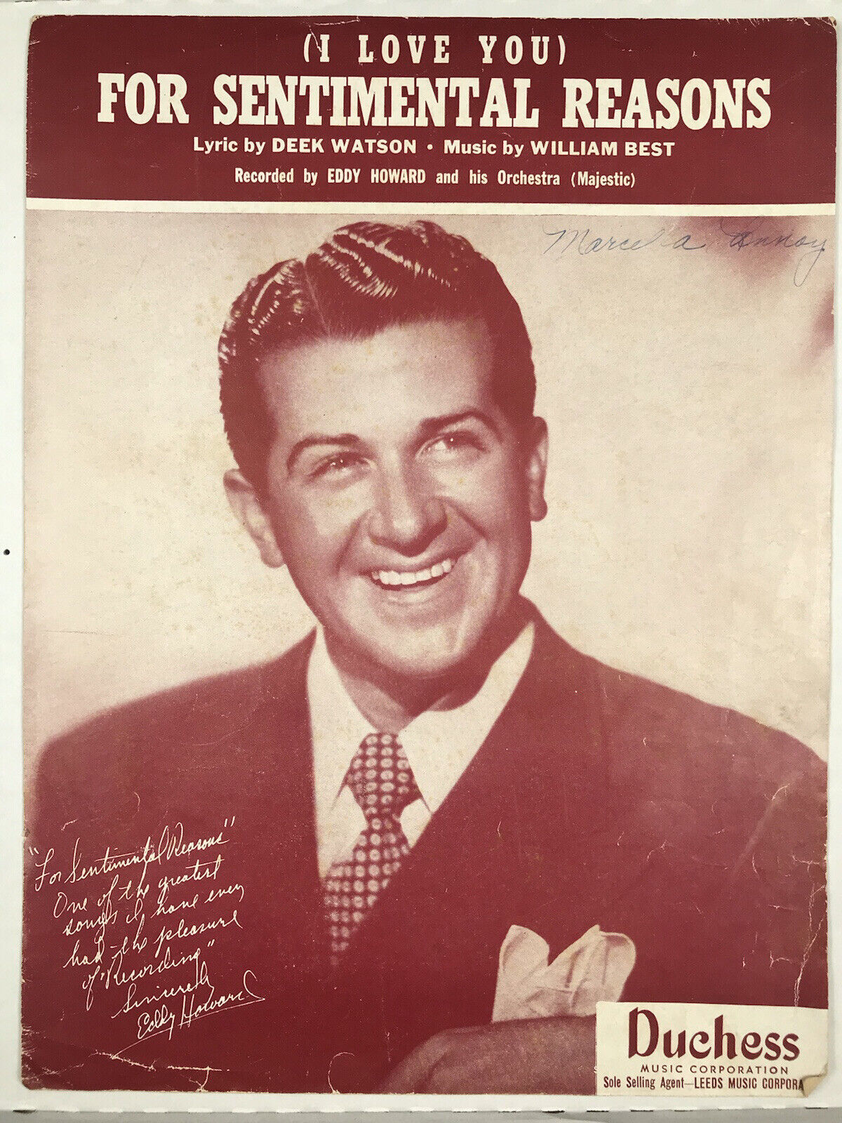 (I Love You) For Sentimental Reasons - sheet music - $5.00