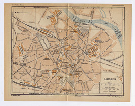 1926 Original Vintage City Map Of Limoges / Limousin / France - $24.20