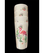 4 Susan Winget Flamingos Flowers BPA Free Bamboo Fiber Heavy Duty 20 Oz ... - $33.94 CAD