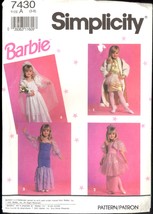 PC Size 3 4 5 6 7 8 Girls Barbie Clothes Simplicity 7430 Pattern Dress Up Bride - £7.29 GBP
