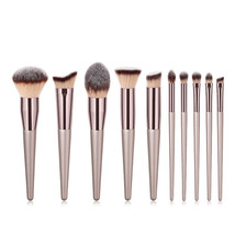 10Pcs Champagne Makeup Brushes Set For Cosmetic Foundation Powder Blush Eyeshado - £15.84 GBP