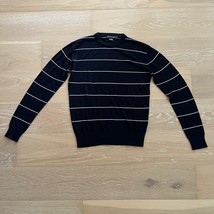 French Connection Men&#39;s Navy White Striped Lightweight Sweater Medium - $24.99