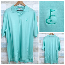 Peter Millar Soft Jersey Golf Course Logo Polo Shirt Solid Green Cotton Mens XL - £23.45 GBP