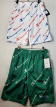 Pair Of Champion Shorts Youth Large Green White Polyester Pockets Elasti... - $17.59