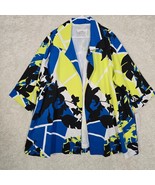 Caroline Rose Womens Open Front Jacket Size 3X Blue Yellow Abstract Flor... - $127.66