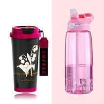 2-Packs 17Oz Insulated Water Bottle And 32Oz Sport Water Bottle, Red-Black Coffe - £42.19 GBP