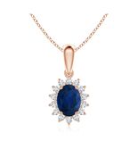 ANGARA 1.84 Ct Blue Sapphire Pendant Necklace With Diamond in 14K Gold (AA) - $3,287.87