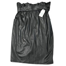 Time &amp; Tru Skirt Medium Size 8 10 Faux Leather Black Belt Pleated Back S... - $13.49