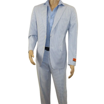 Men's Seersucker Suit Light Weight 100% Cotton By ENZO E58303-1 Blue image 8