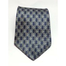 ZYLOS George Machodo Men Silk Dress Tie 3.75&quot; wide 58&quot; long Blue Gold Print  - £9.38 GBP