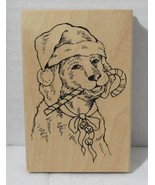 Recollections Christmas Rubber Stamp DOG WITH SANTA HAT CANDY CANE RIBBO... - $25.34 CAD