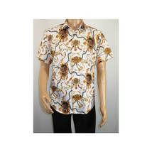 Men's Sports Shirt by MIZUMI Medallion Floral Printed Short Sleeves M648 White image 9