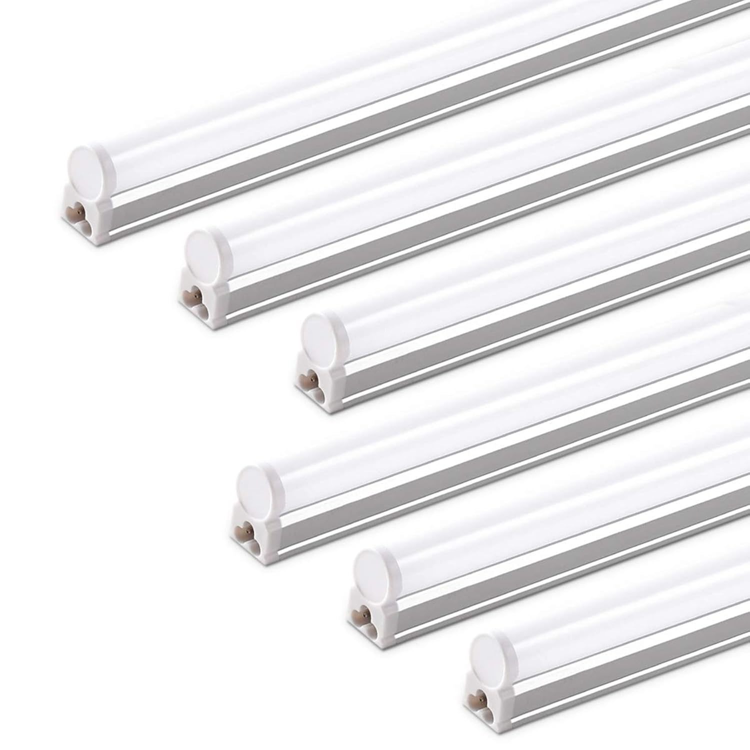 (6 Pack) Led T5 Integrated Single Fixture, 4Ft, 2200Lm, 6500K Super Bright White