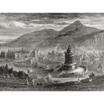 View Over Edinburgh Scotland From The Burns Monument On Calton Hill From... - $38.81