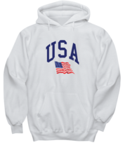 Independance Day Hoodie USA Flag 4th July White-H  - £25.44 GBP
