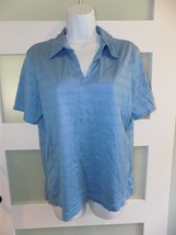 Greg Norman Blue Striped Golf Polo SS Shirt Size M Women&#39;s READ BELOW - $10.95