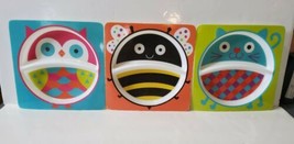 Kids Children&#39;s Melamine 2 Section Animal Separated Plates Bee Owl Cat     - £9.55 GBP