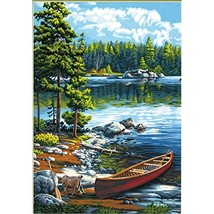 Dimensions Canoe Lake Paint by Numbers Craft Kit, 14&#39;&#39; x 20&#39;&#39;, None - £36.16 GBP