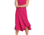 DKNY Womens Asymmetric V Neck Midi Dress in Fiesta Pink-Size Small - $39.99