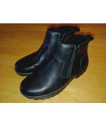 PROPET MEN&#39;S BLACK LEATHER DOUBLE-ZIP BOOTS-8.5X-WORN ONCE-NON SLIP SOLE - $61.24 CAD