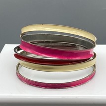 Pink Red and White Bracelet Lot, Stackable Skinny Bangles to Wear and Share - £22.19 GBP