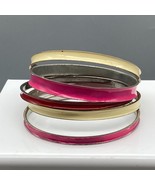 Pink Red and White Bracelet Lot, Stackable Skinny Bangles to Wear and Share - £22.07 GBP