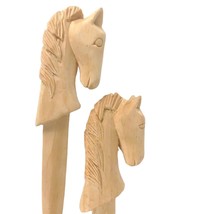 Set of 2 Vintage Hand Carved Richard Murray Folk Art Wooden Horse Letter Openers - £19.02 GBP