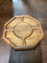 Vintage 1960&#39;s Goodwood Genuine Teak Wood Lazy Susan Platter - 14&quot; - Tha... - $14.85