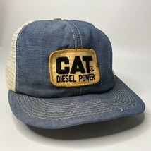 Vtg CAT Caterpillar Diesel Power Patch Denim Trucker Hat Cap Mesh Snapback - $137.15