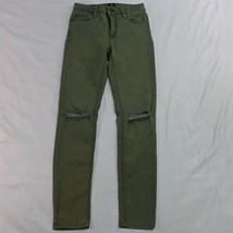 Just Black 24 High Rise Skinny Green Destroyed Stretch Denim Jeans - £10.98 GBP