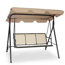 Outdoor Patio Swing Canopy 3 Person Canopy Swing Chair Patio Hammock Brown NEW - £160.26 GBP