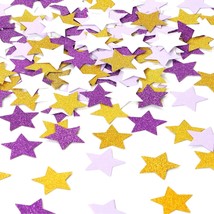 White Purple-Gold Party-Decorations Star Confetti - 300Pcs Glitter Gradu... - £14.08 GBP