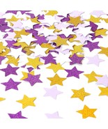 White Purple-Gold Party-Decorations Star Confetti - 300Pcs Glitter Gradu... - £14.15 GBP