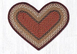 Earth Rugs C-19 Burgundy Mustard Heart Braided Rug 20&quot; x 30&quot; - £30.96 GBP