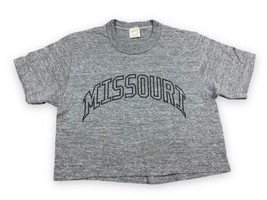 Vtg 80s Sportswear University Missouri Arched Logo Crop T-shirt Single S... - £20.63 GBP