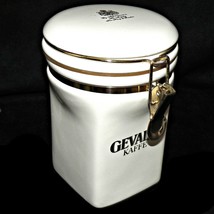 Gevalia Kaffe Royal Warrant Off White and Gold Ceramic 1 lb Coffee Jar Canister - £27.52 GBP