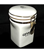 Gevalia Kaffe Royal Warrant Off White and Gold Ceramic 1 lb Coffee Jar C... - £27.88 GBP