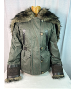 Vintage G-Unit Green &amp; Black Zip Fur Hooded Winter Jacket Coat Women's S... - $99.00