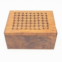 Scatola Vintage In Legno Con Cerniera, Intagliata A Mano, Foderata In Velluto - $69.93