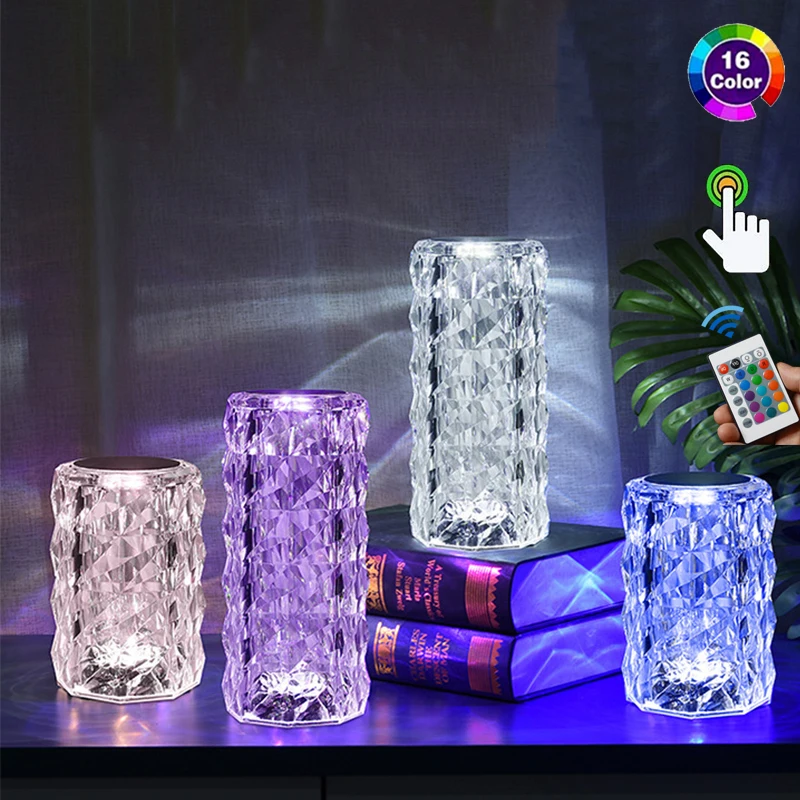 Play Crystal Table Lamp 3/16 Colors Touch Remote Diamond Lamps Room Decor Atmosp - £39.96 GBP
