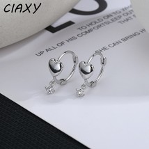 CIAXY Silver Color Peach Heart-shaped Ear Cuff Small Ear Buckle Inlaid Z... - $13.14