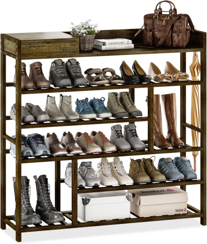 Primary image for Shoe Rack Organizer For Closet Shelf Entryway 6 Tier Bamboo Solid  24 Pair Boots
