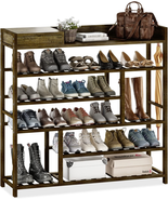 Shoe Rack Organizer For Closet Shelf Entryway 6 Tier Bamboo Solid  24 Pa... - £98.79 GBP