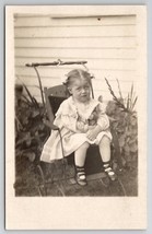 RPPC Sweetest Little Girl With Her Bear Tucked Away In Stroller Postcard O21 - £10.97 GBP