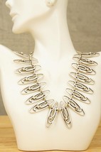 Vintage Costume Jewelry Bohemian Oval Geometic Links Silver Tone Necklac... - $471.90 MXN