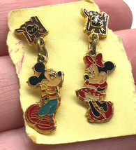 Mickey &amp; Minnie Mouse Earrings Cloisonne Disney Aai Enamel Metal Jewelry... - £17.07 GBP