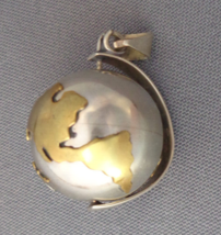 Vintage Chime Fairy Ball Pendant Earth Globe Silver &amp; Brass - £19.66 GBP