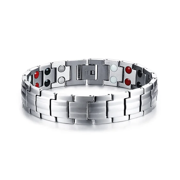 Vinterly Black Bracelet Men Hand Chain Energy Health Germanium Magnetic Bracelet - £27.18 GBP