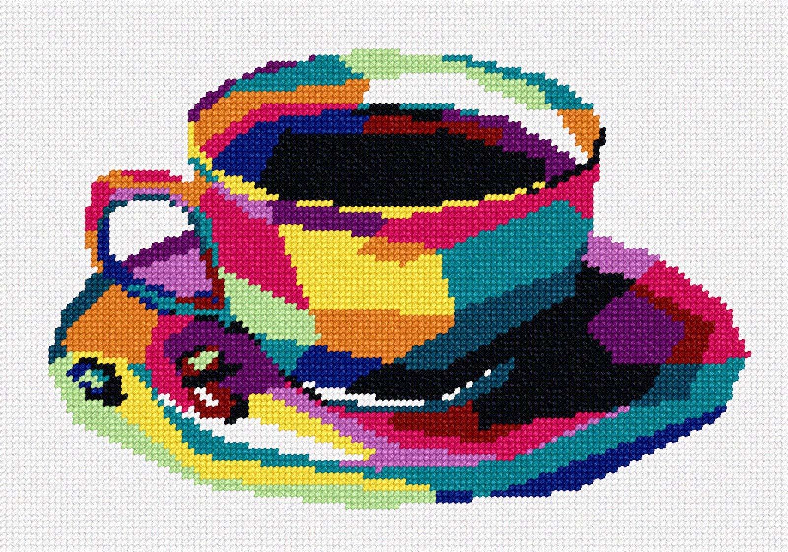 Pepita Needlepoint Canvas: Coffee Cup in Shapes, 10" x 7