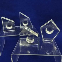 Candle Holders Taper Godinger Studio Silversmiths Crystal Geometric 4 pc set - £20.40 GBP